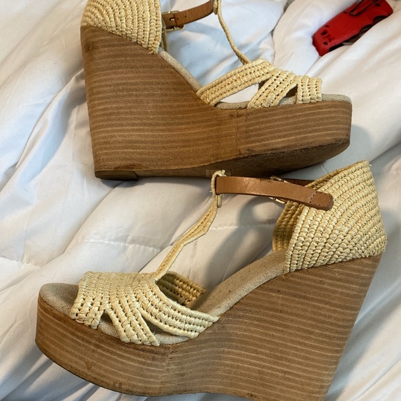 Tory Burch Authentic Beige Platform Wedges- Size 6 - Picture 7 of 11